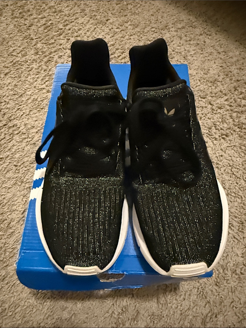 adidas Black Knit Sneakers with White Sole